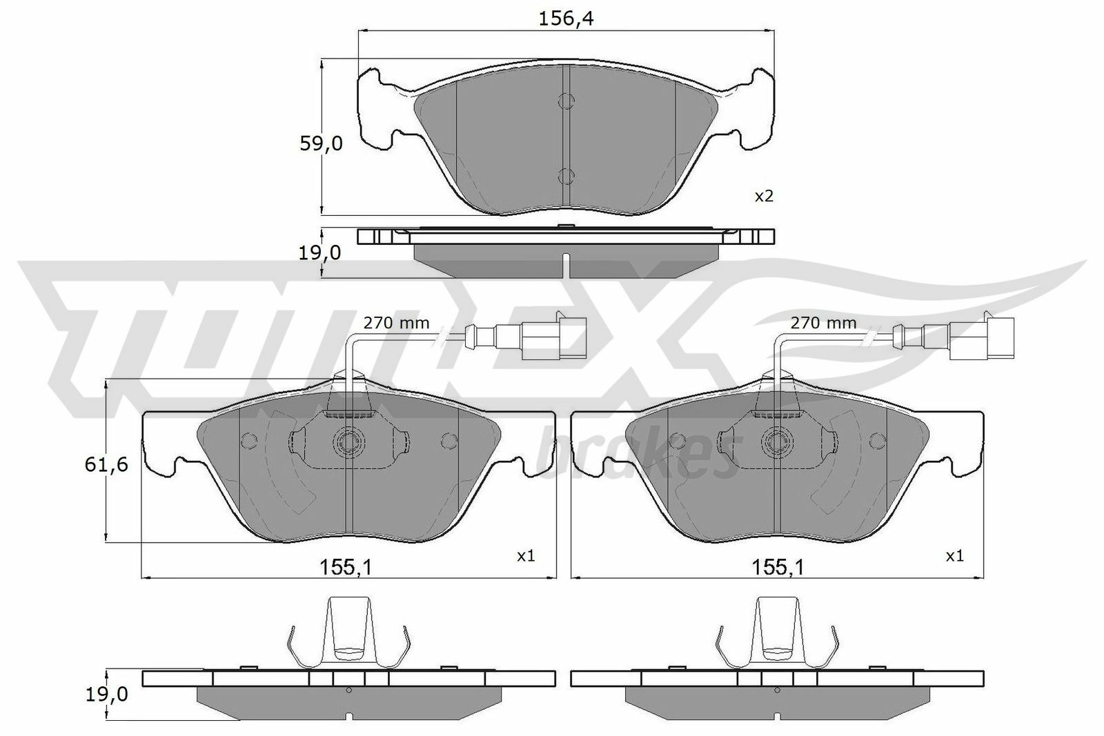 Sada brzdových destiček, kotoučová brzda TOMEX Brakes